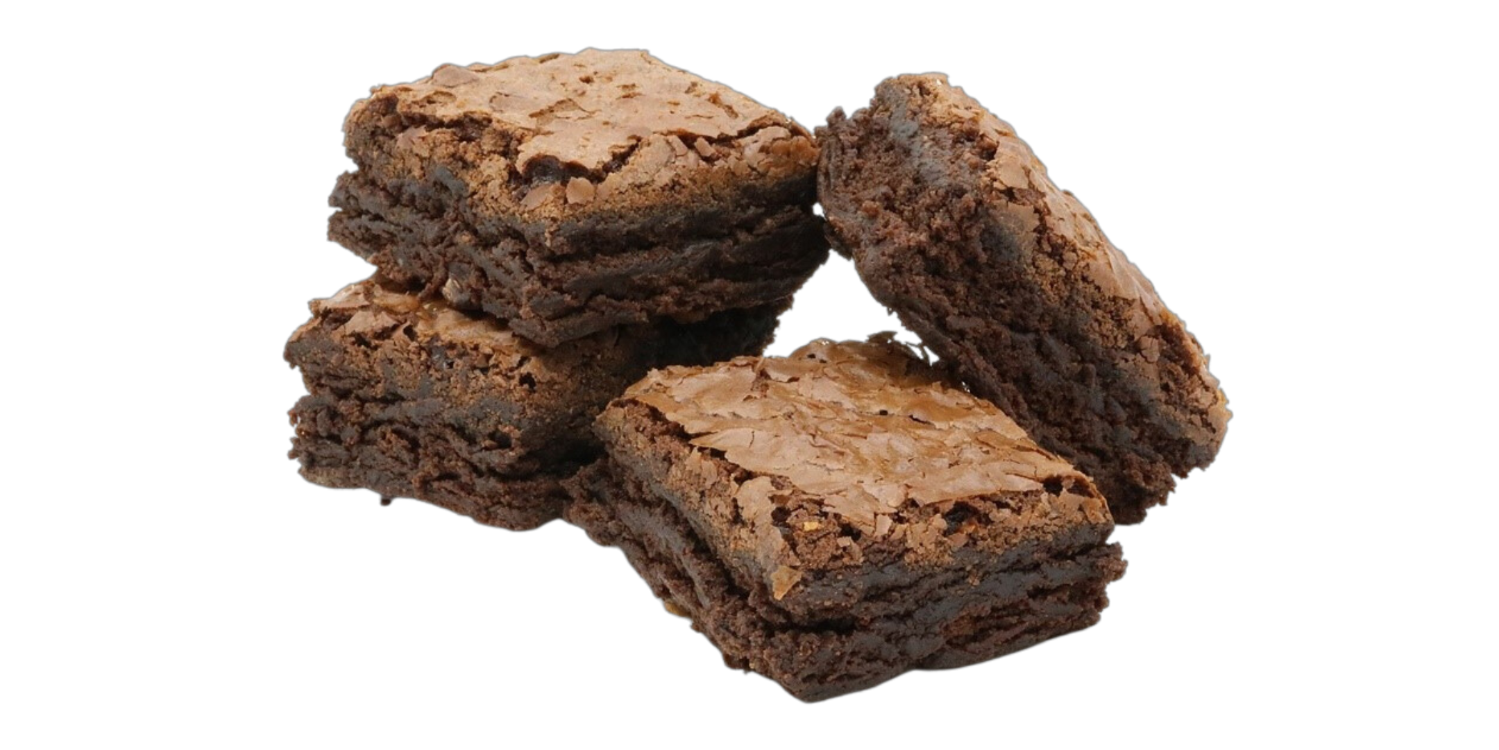Stack of four chocolate brownies