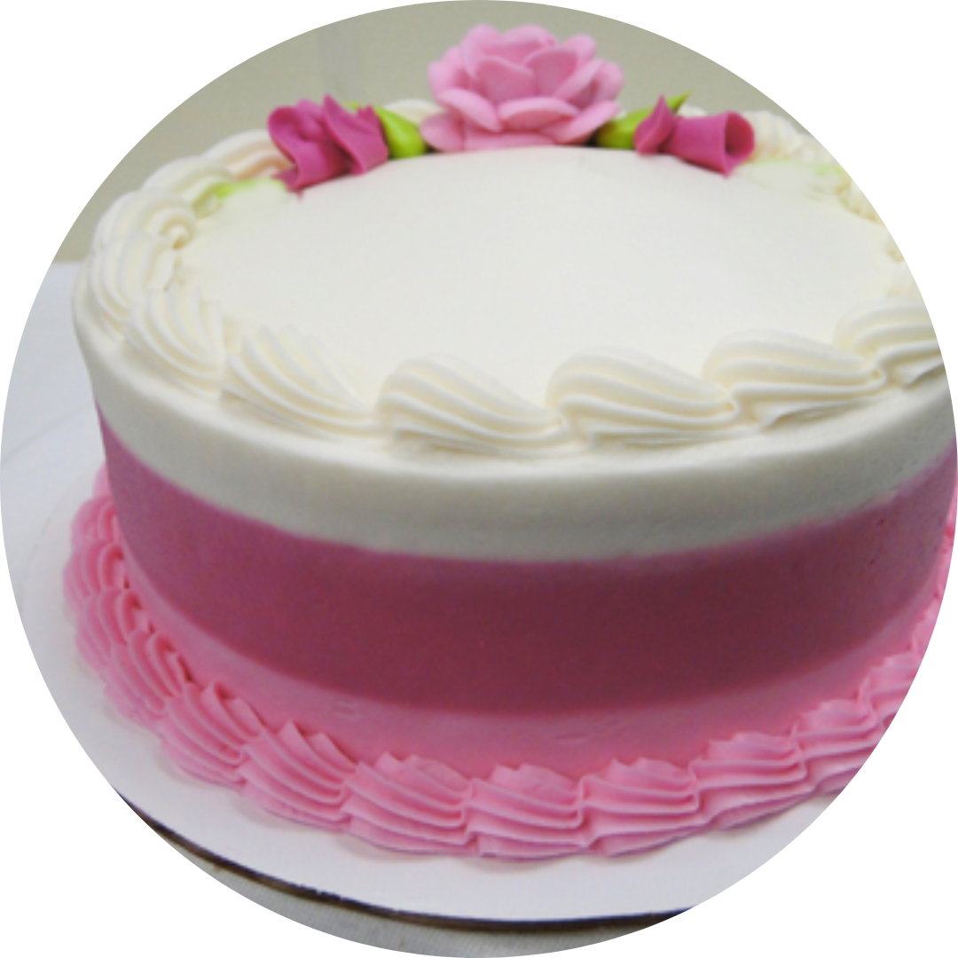 Pink ombre cake with floral decoration