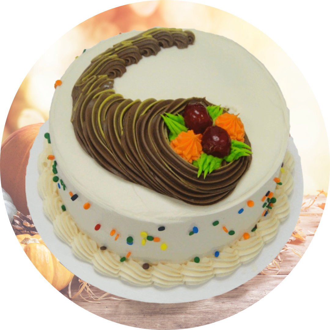 Brown cake with turkey decoration